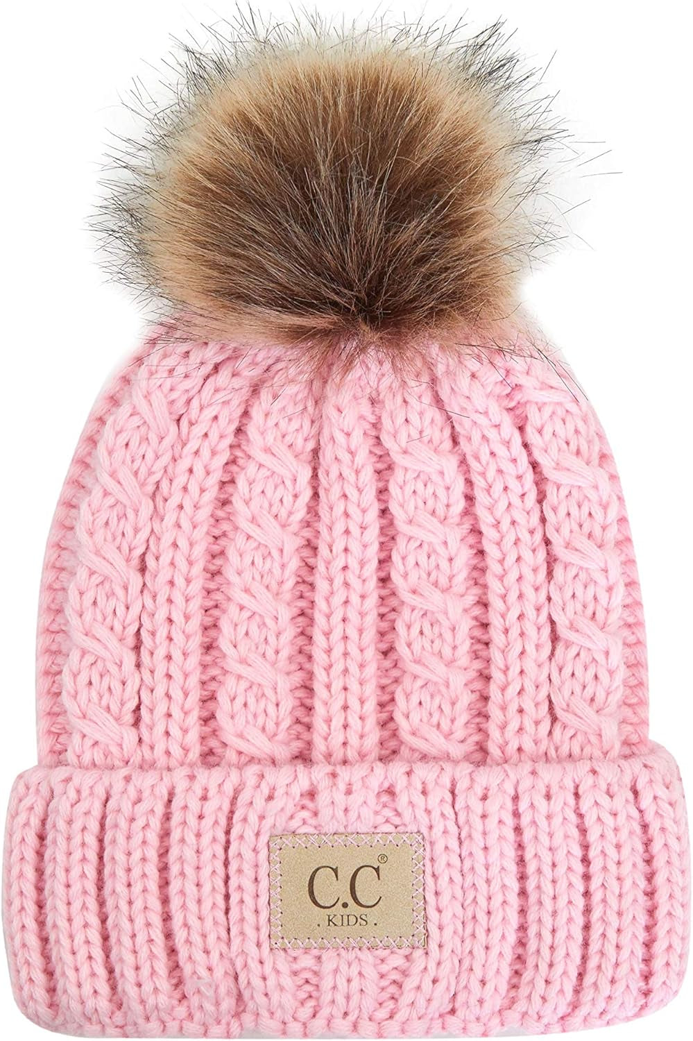 Cozy Toddler Cable Knit Pom Beanie - Warm Winter Hat for Kids