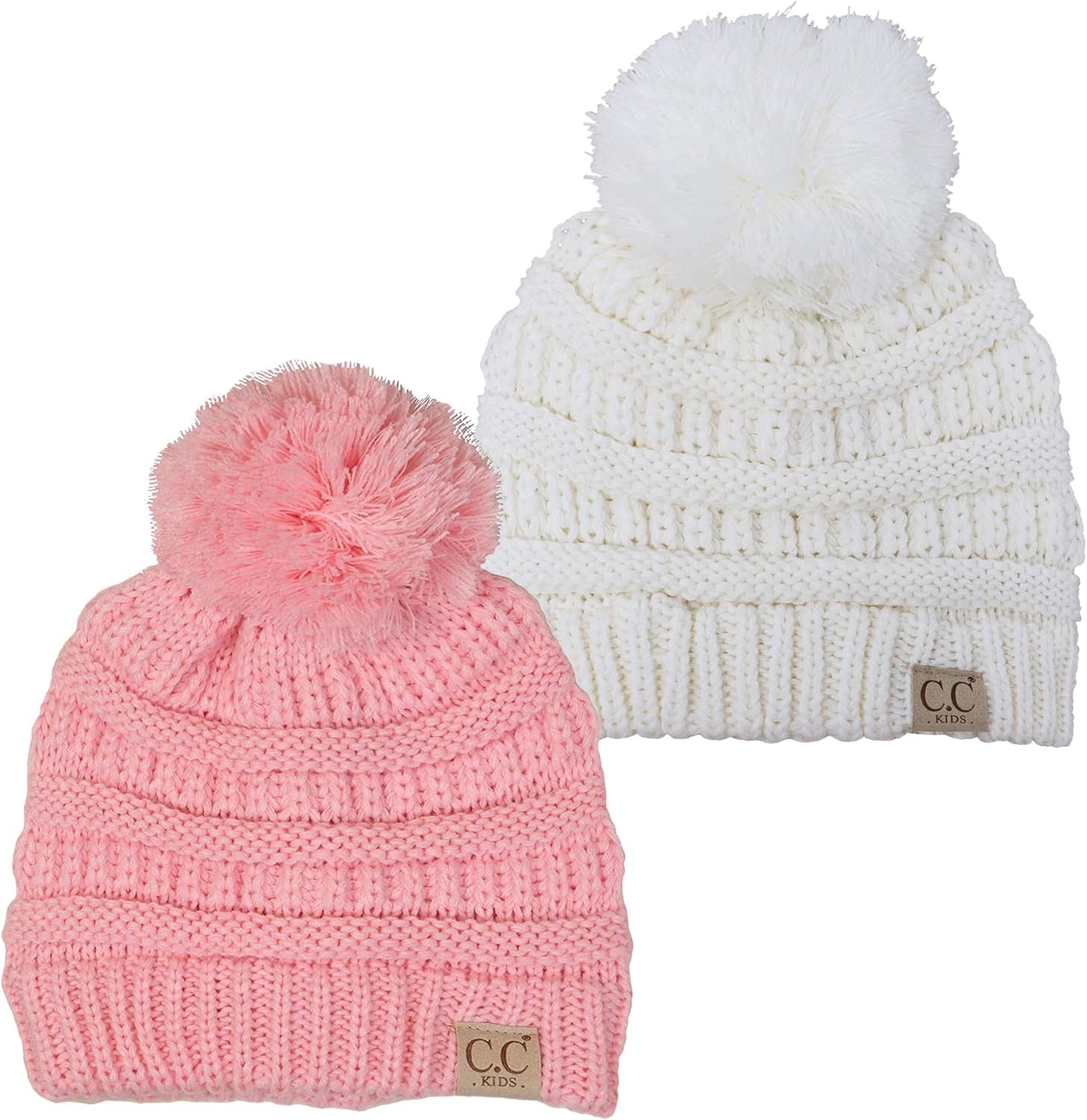 Cozy Toddler Cable Knit Pom Beanie - Warm Winter Hat for Kids