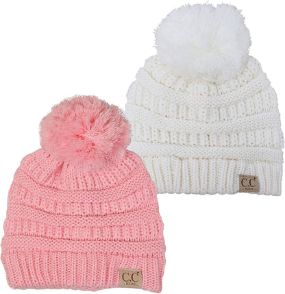 Cozy Toddler Cable Knit Pom Beanie - Warm Winter Hat for Kids
