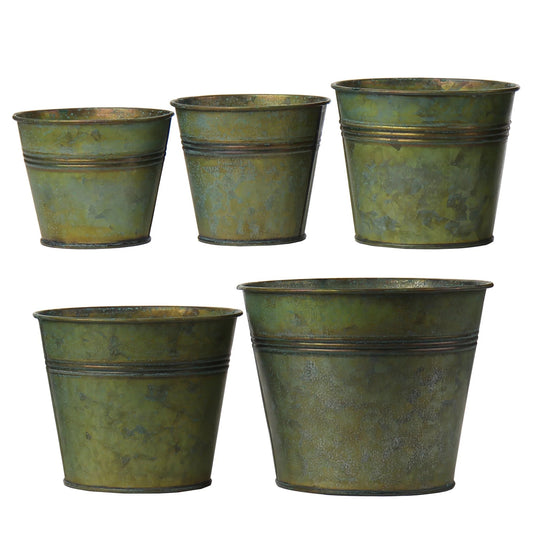5Pcs Galvanized Buckets Rustic Farmhouse Metal Pail Bucket Flower Bucket Plants Pot Home Indoor Outdoor Decor Tin Planter