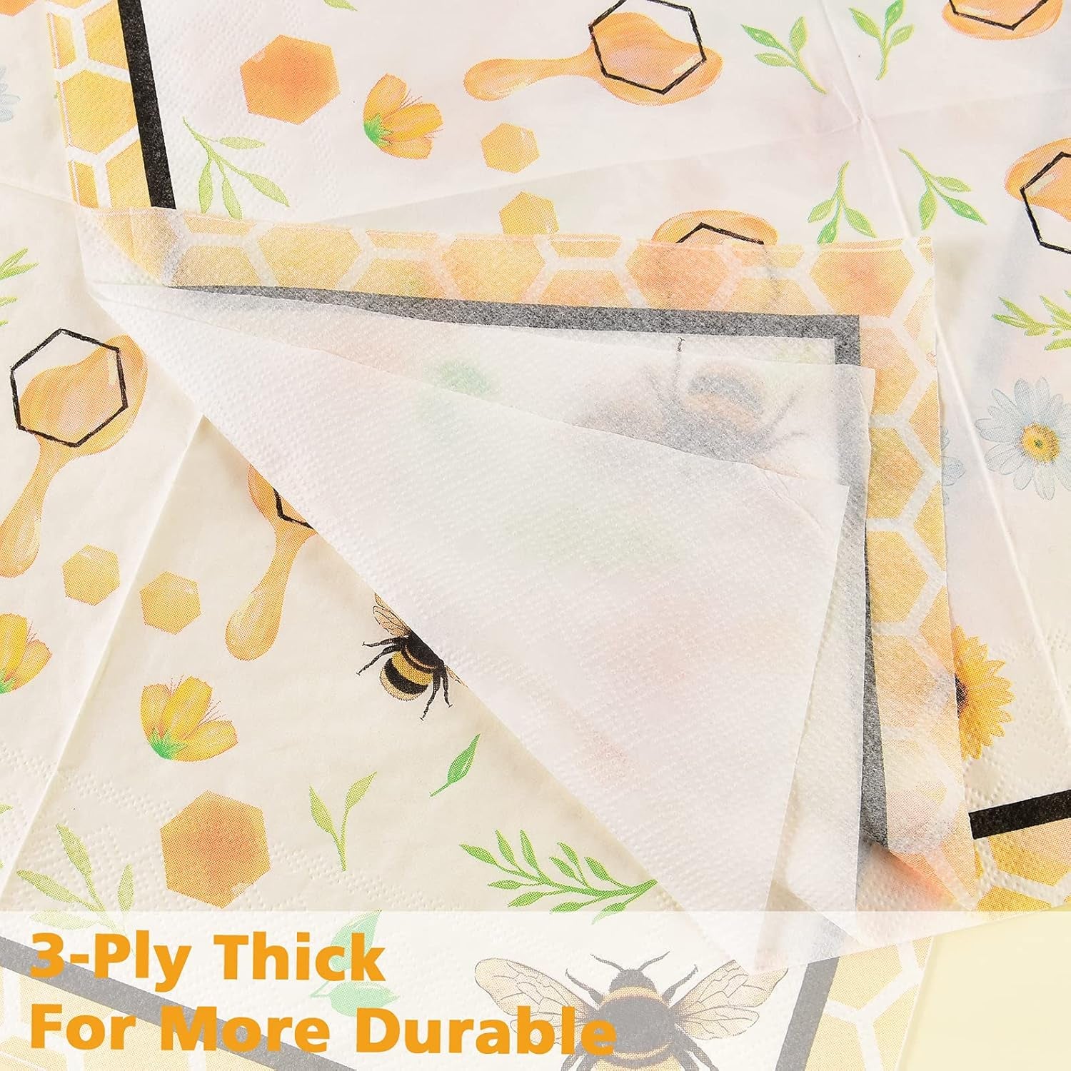 Bee Party Plates and Napkins - 48 PCS Happy Bee Day Party Supplies for Kids Honey Bee Party Tableware Set Dinner Dessert Cake Plates Lunch Napkins Serves 16 Guests