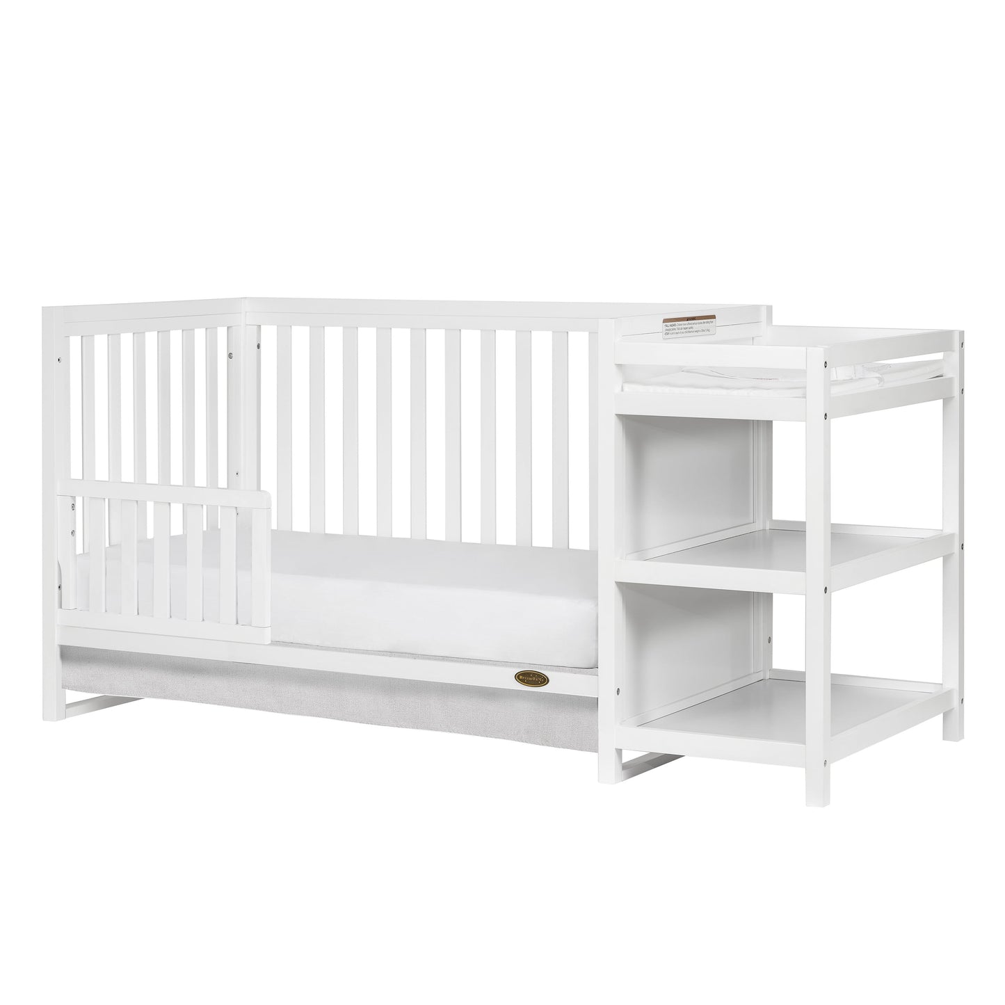 Milo 5 in 1 Convertible Crib and Changing Table with Free Changing Pad in White