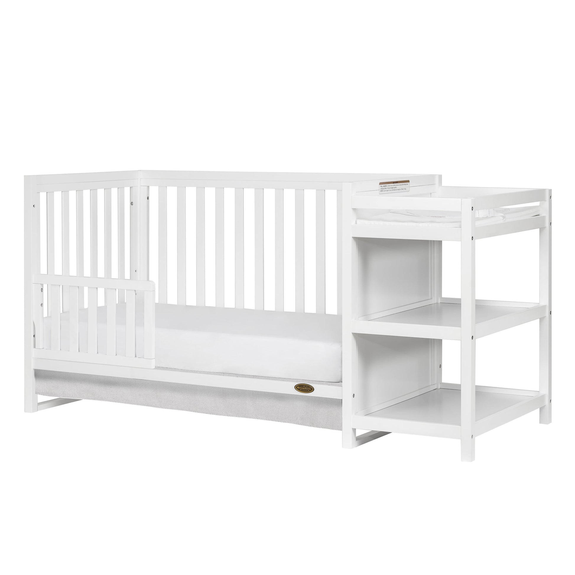 Milo 5 in 1 Convertible Crib and Changing Table with Free Changing Pad in White