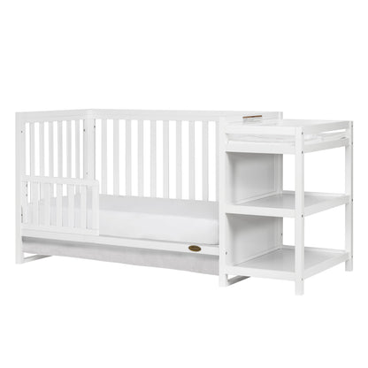 Milo 5 in 1 Convertible Crib and Changing Table with Free Changing Pad in White