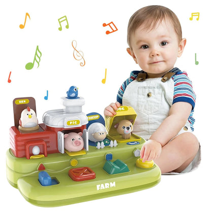 Baby Toys for 12 24 Months, Montessori Cause and Effect Toys, Musical Farm Toys, Learning Toys for 1 2 3 Year Old Girls Boys