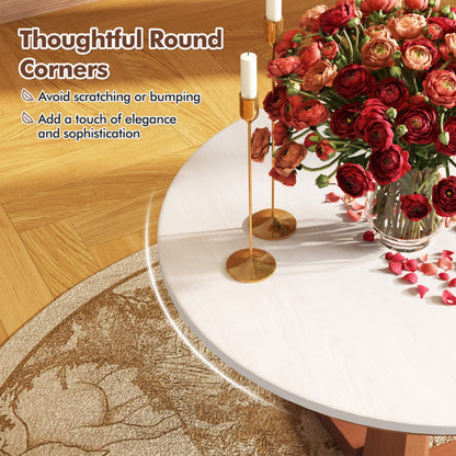 35 Inches Wooden round Dining Table with Pedestal Base