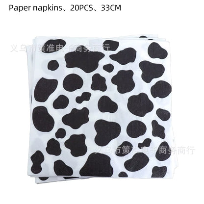 Farm Cow Theme Birthday Party Disposable Cup Plate Tablecloth Animal Cow Balloons Baby Shower Wedding Decoration Kids Favors