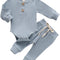 Newborn Baby Girl Boy Fall Clothes 3 6 12 18 24 Months Outfits Long Sleeve Knitted Cotton Romper & Pants Infant Winter Sets