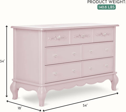 Aurora 7 Drawer Double Dresser, Dusty Rose