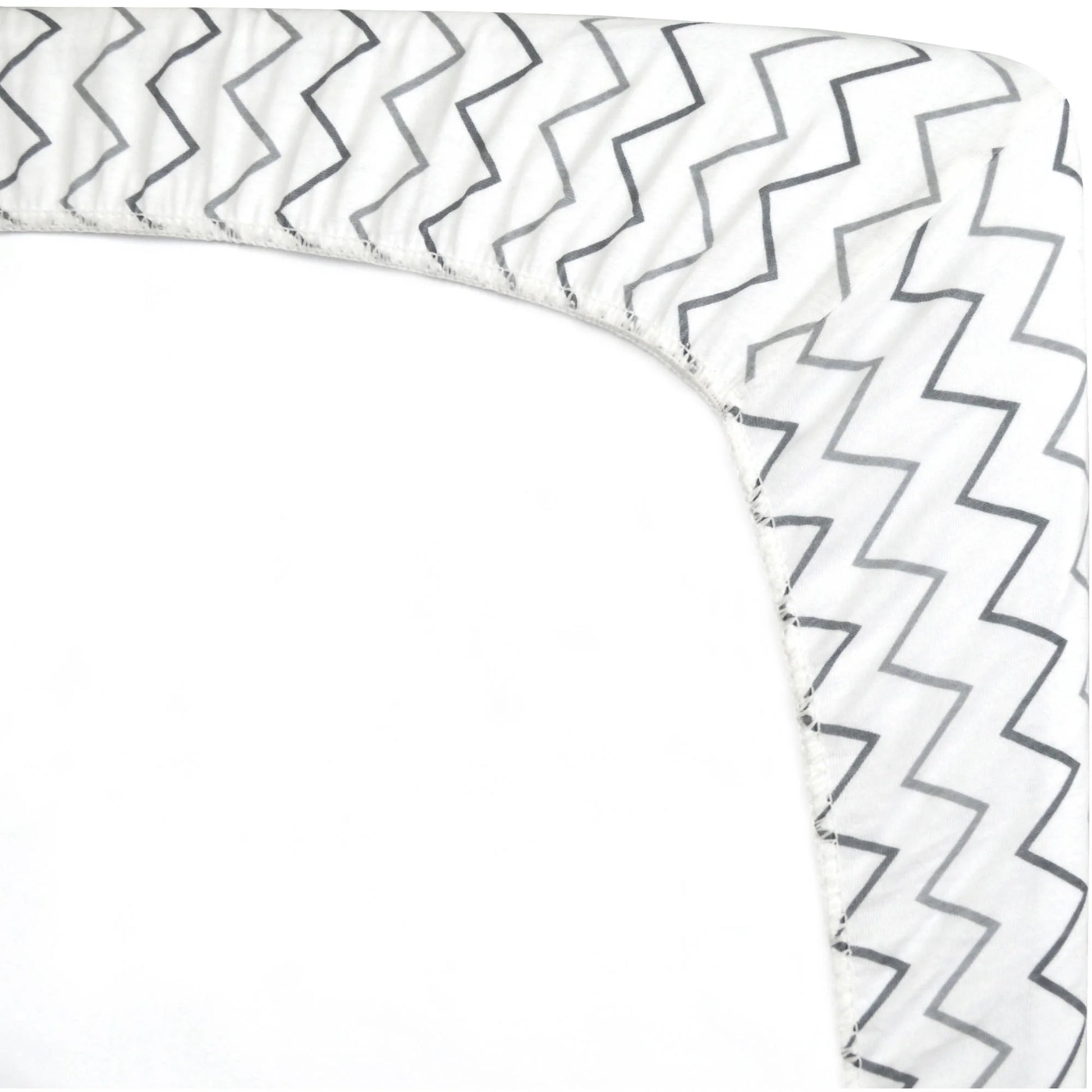 Modern Gray Zigzag Cotton Fitted Sheets, Crib Bed