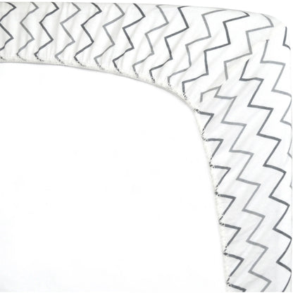 Modern Gray Zigzag Cotton Fitted Sheets, Crib Bed