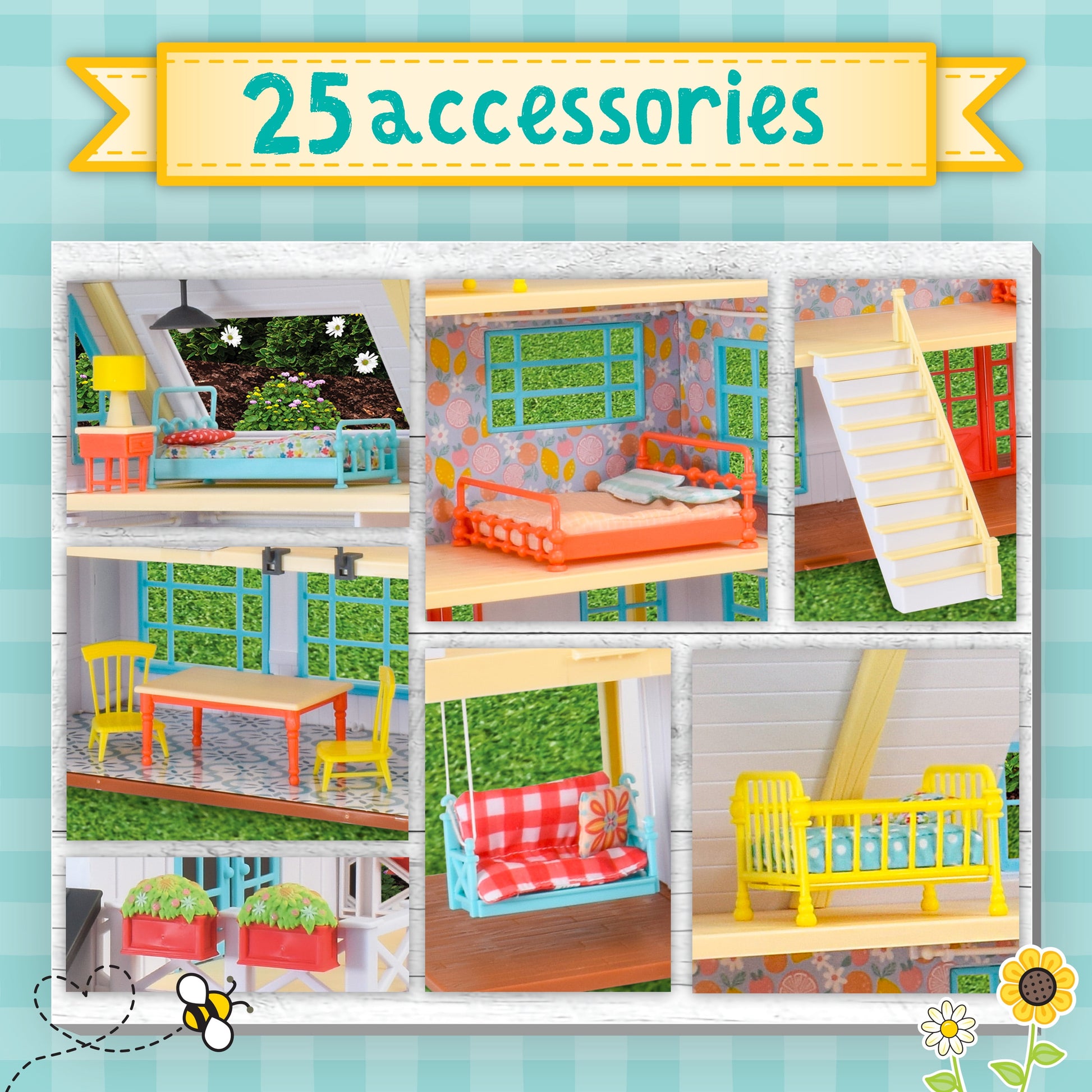 Buzzby Farmhouse Doll Playset & Mini Figure, 25 Pieces, Children Ages 3+
