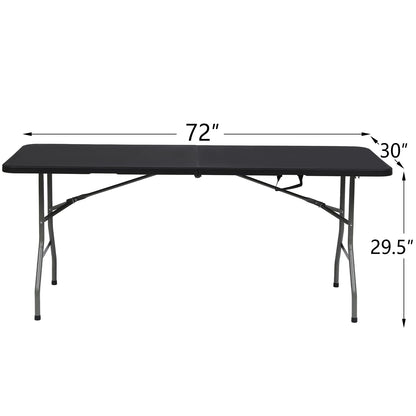 6Ft Folding Table for Indoor Outdoor Camping Party , Black