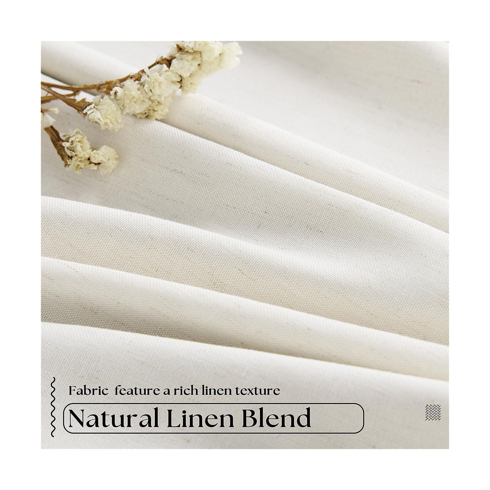 Natural Cream Linen Black Out Curtains 120 Inch Long for Living Room Bedroom ...