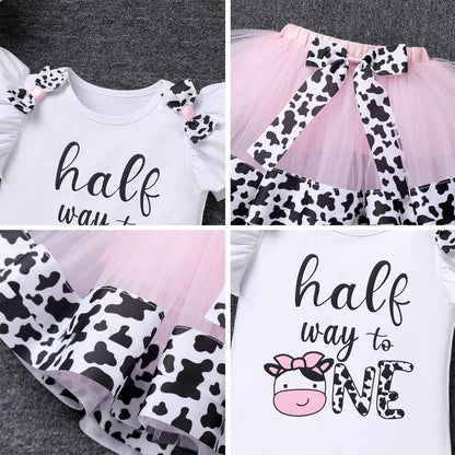 Baby Girl 1St Birthday Outfit Farm Cow Ladybug Romper Tutu Skirt Headband Christmas Bee Cake Smash Photo Shoot Clothes