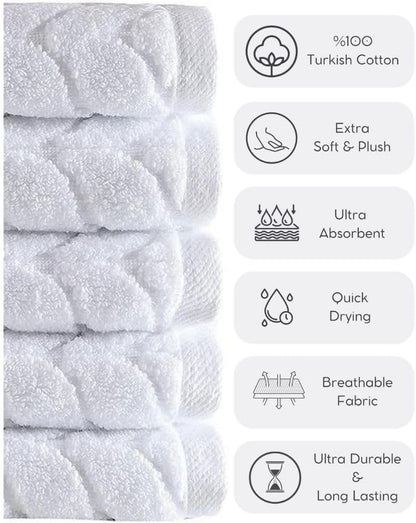100% Turkish Cotton Jacquard Luxury Towel Set – Quick Dry Non-Gmo Ultra-Soft, Plush and Absorbent Luxury Durable Turkish Towels Set (Cream, 3 Pcs Towel Set)