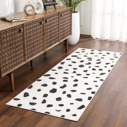 Tariffville Modern Animal Print Dalmatian Style Area Rug for Living Room, Bedroom, Kids Room, Nursery - High Pile Carpet - Black and White, Charcoal - 5'3" X 7'3" (5X7)