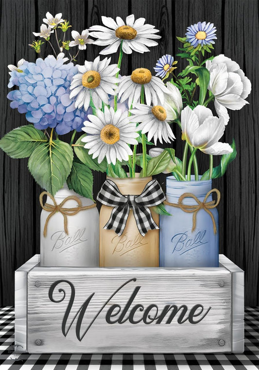 Crated Mason Jars Spring Garden Flag