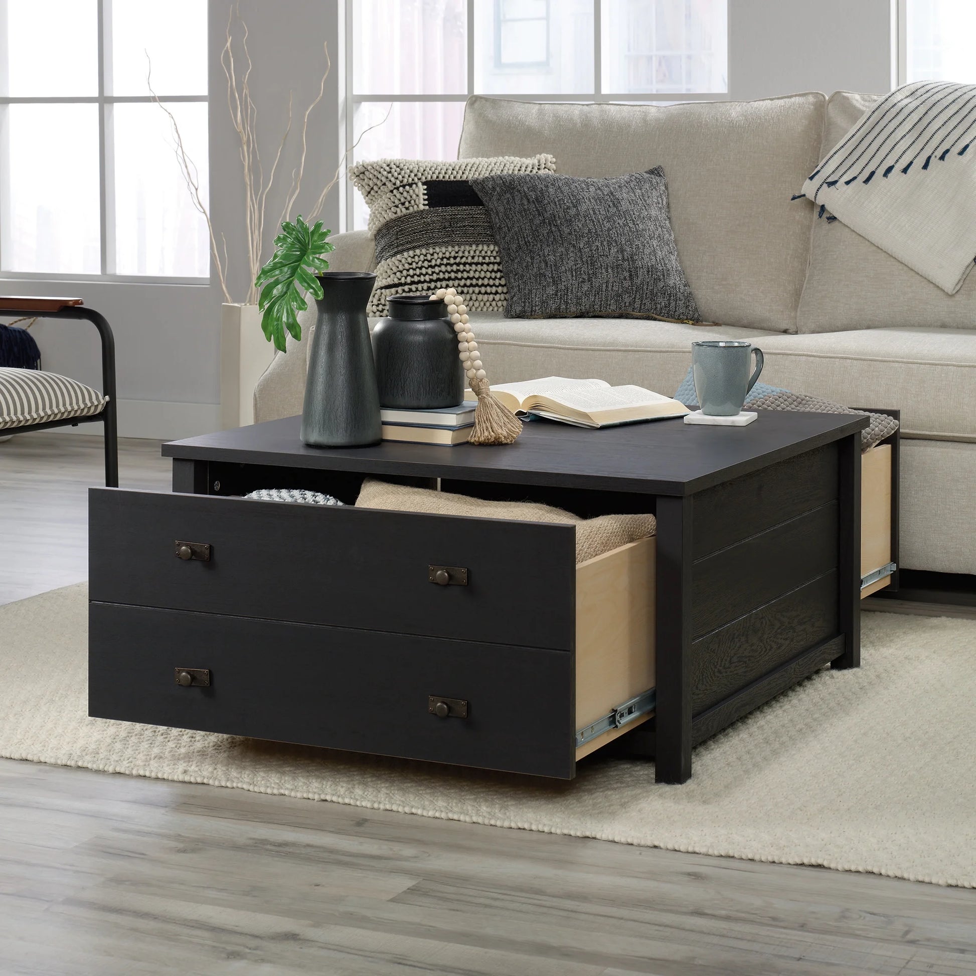 Cottage Road Storage Coffee Table in Raven Oak, Raven Oak Finish