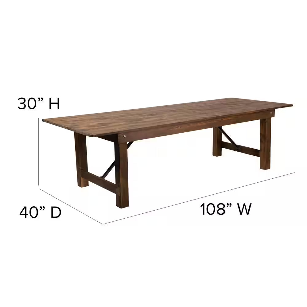 Hercules Series 9 Ft. X 40 In. Rustic Solid Pine Folding Dining Table, Rectangular Farmhouse Dining and Event Table