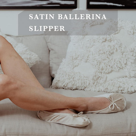 Women'S Satin Ballerina Slippers with Classic Ribbon or Soft Tie Bow and Suede Sole