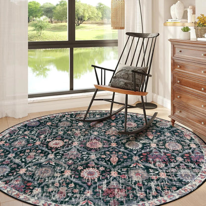 5'X7' Area Rug for Living Room Non-Slip Moroccan Indoor Washable Rug Ultra-Thin Foldable Soft Carpet Floral Accent Throw Rug for Kitchen Entryway Bathroom Bedroom Office Carpet,Grey