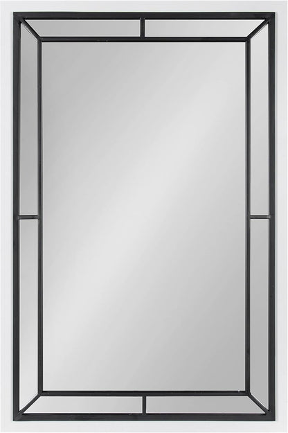Audubon Modern Rectangle Wall Mirror, 24 X 36, White, Coastal Farmhouse Mirror for Wall