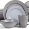 Charming Chic Ribbed Modern Thrown Pottery Look Ceramic Stoneware Plate Platter Mug & Bowl Kitchen Dish Dinnerware 16 Piece Set - Service for 4, Slate Grey