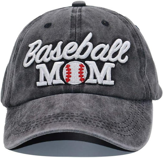Baseball Mom Ponytail Baseball Cap Messy Bun Vintage Washed Distressed Twill Plain Hat for Women