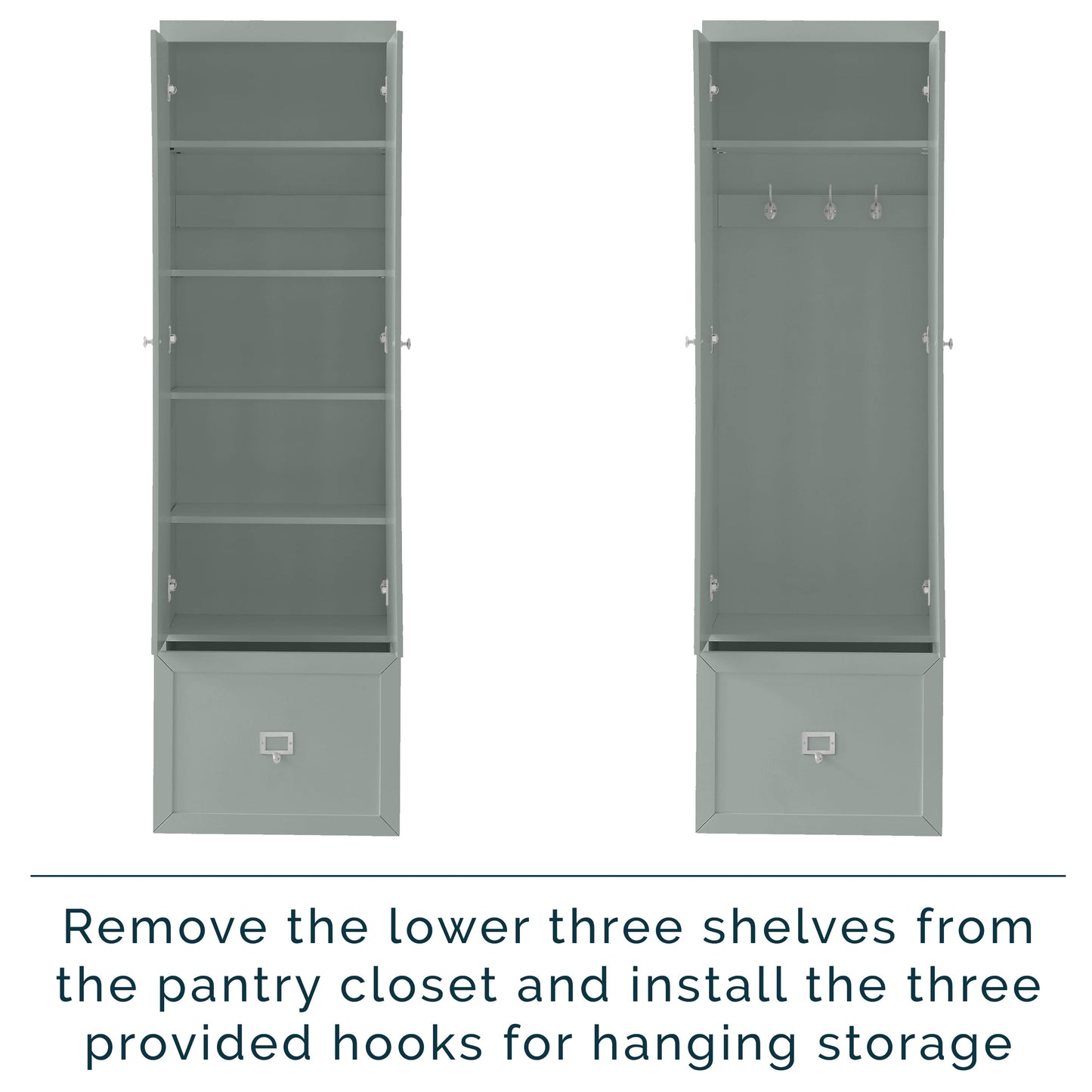 Harper Modern Wood/Metal Pantry Closet in Gray