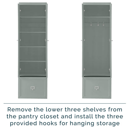 Harper Modern Wood/Metal Pantry Closet in Gray
