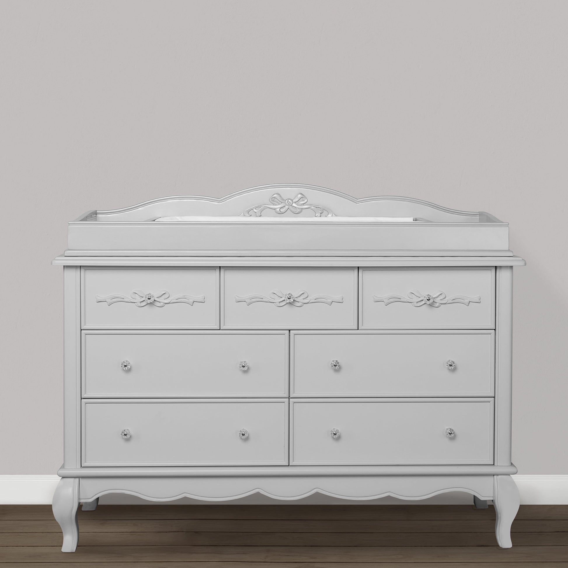 Evolur Aurora Change Tray I Lasting Quality I Intricate Ribbon Bow Scrollwork, Silver Mist