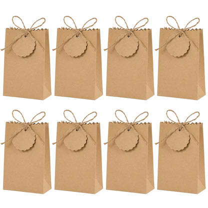 50/10Pcs Kraft Paper Gift Box with Rope Retro Candy Cookie Bag Wedding Favors Birthday Party Supplies Christmas Gift Packaging