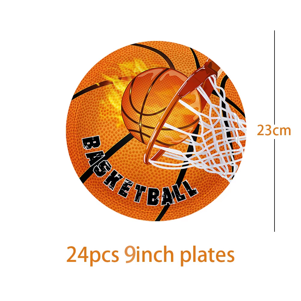 Basketball Theme Birthday Decorations Party Disposable Tableware Paper Napkins Cups Plates Tablecloths Straw