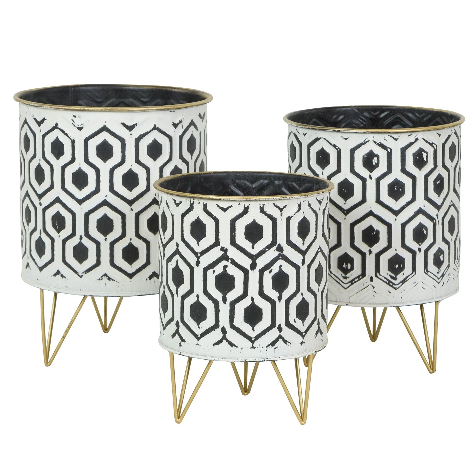 Andrey round Metal Modern Indoor Pot Planters (Set of 3)