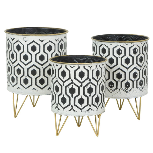 Andrey round Metal Modern Indoor Pot Planters (Set of 3)