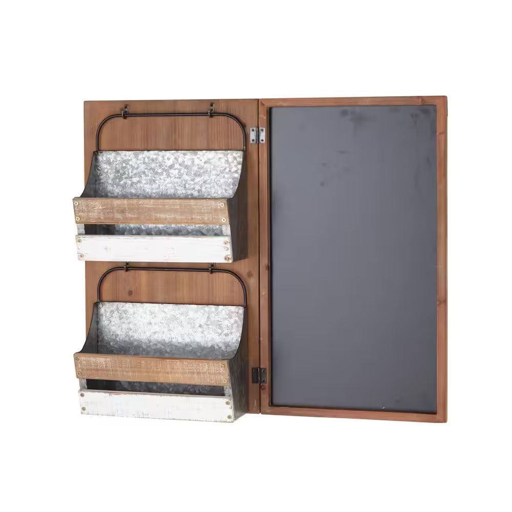 Brown Wood Farmhouse Magazine Rack Holder