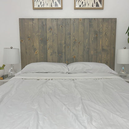 Solid Wood Headboard Gray Fog Oil-Based Finish with Smooth Natural Wood Grain, Wall-Mounted Panels, Adjustable Height, Rustic Coastal Bedroom, Built to Last, King Size Head Board