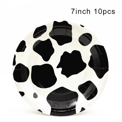 Farm Cow Theme Birthday Party Animal Party Cow Decoration Disposable Cup Plate Tablecloth Baby Shower Balloon Decoration