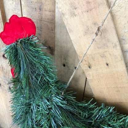 Christmas Chicken Wreath Green Artificial Plants Rooster Wreath for Front Door Christmas Farmhouse Garden Decorations