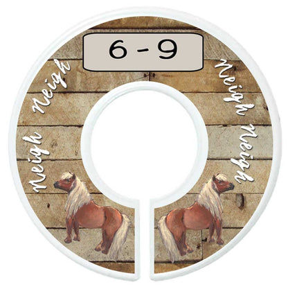 Baby Nursery Closet Dividers, Barnyard Themed, 6 Piece Set, Plastic, Multicolor, 3.5 in Height and Width, 1 3/8 in Diameter Opening