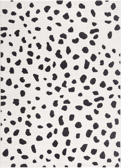 Tariffville Modern Animal Print Dalmatian Style Area Rug for Living Room, Bedroom, Kids Room, Nursery - High Pile Carpet - Black and White, Charcoal - 5'3" X 7'3" (5X7)
