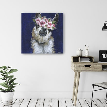 Watercolor Flower Llama Unframed Print Wall Art