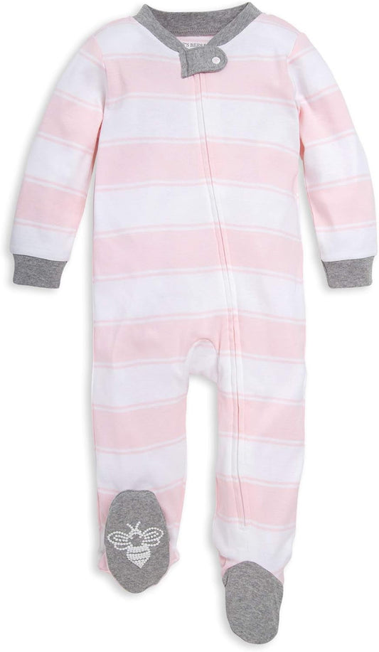 Girls Zip Front One-Piece Pajamas, Sleep & Play Loose Fit, 100% Organic Cotton