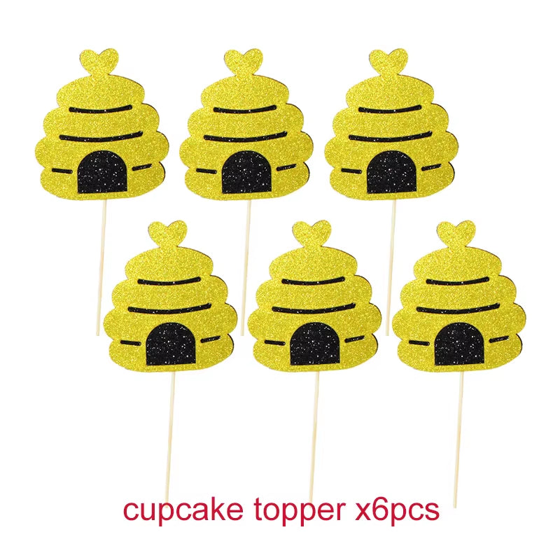 Bumble Bee Theme Party DIY Supplies Kids Birthday Party Decoration Latex Balloon Garland Disposable Tableware Set Baby Shower Su