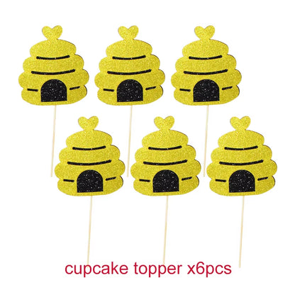 Bumble Bee Theme Party DIY Supplies Kids Birthday Party Decoration Latex Balloon Garland Disposable Tableware Set Baby Shower Su