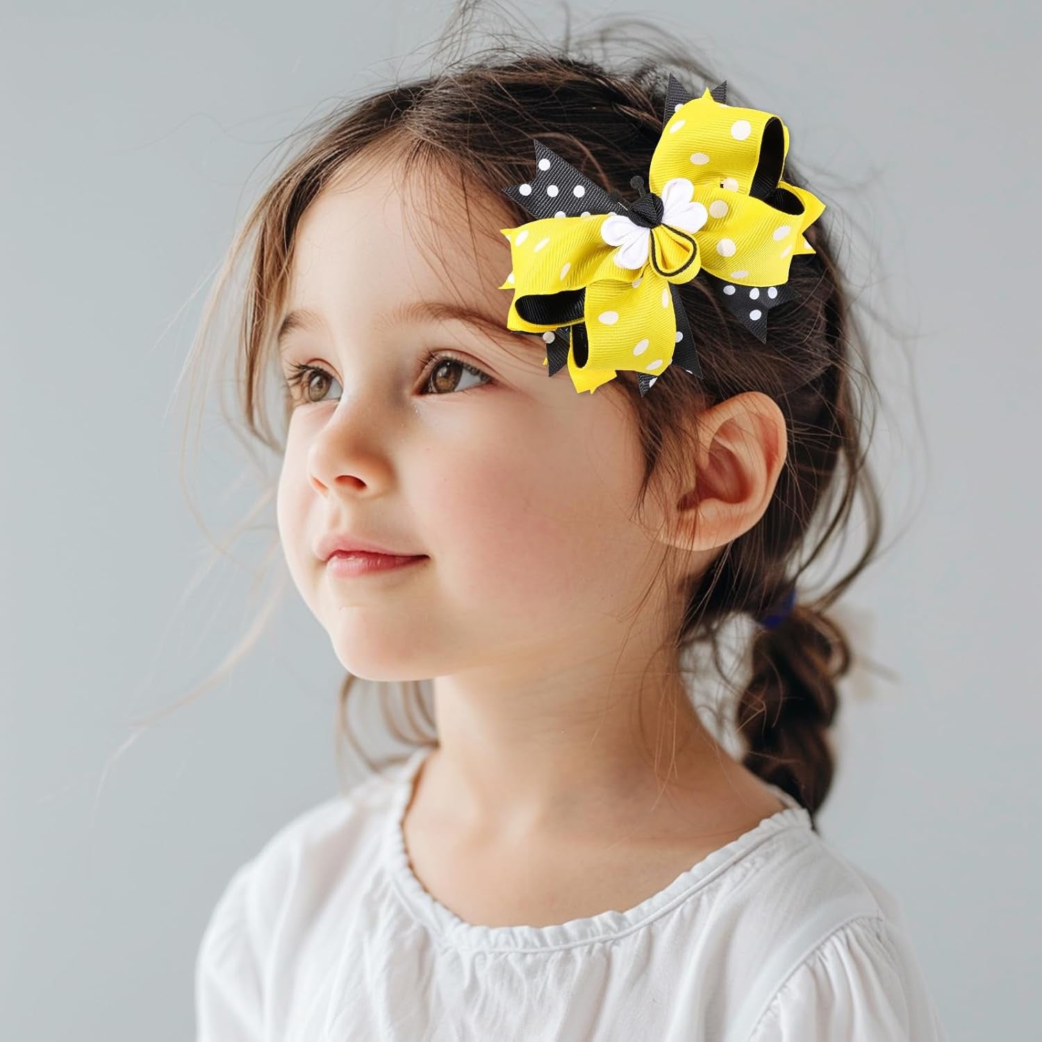 Cute Bows for Girls: Yellow Bee Hair Accessories, Ribbon Hair Clips, and Spring Barrettes for Hair Decorations