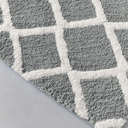 Bittman Reversible Bathroom Rug - High Pile Luxrurious Tufted Plush Bath Mat Absorbent, Quick Dry, Geometric Design Shower Room Décor, 24X60, Grey