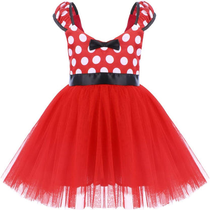 Girls' Polka Dots Princess Party Cosplay Pageant Fancy Costume Tutu Birthday Dress Up+Ears Headband