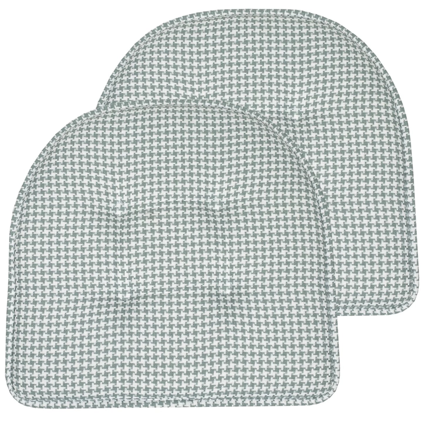 Houndstooth U-Shaped 16 X 17 Memory Foam Chair Pad Pistachio 2 Pack